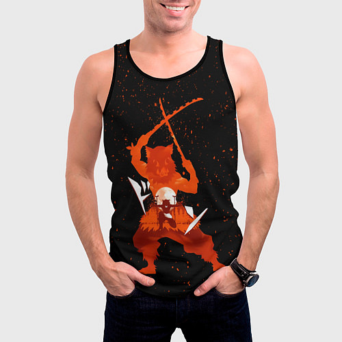 Мужская майка без рукавов Иноске Хашибира Kimetsu no Yaiba / 3D-Черный – фото 3