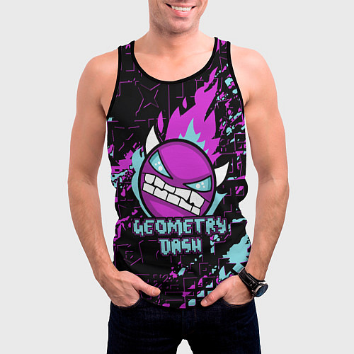 Мужская майка без рукавов Geometry Dash / 3D-Черный – фото 3