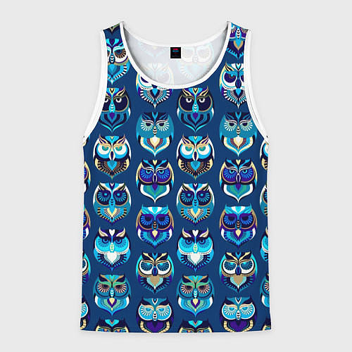 Мужская майка без рукавов Совы / 3D-Белый – фото 1