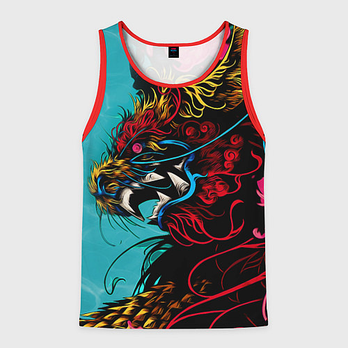 Мужская майка без рукавов Дракон Dragon / 3D-Красный – фото 1