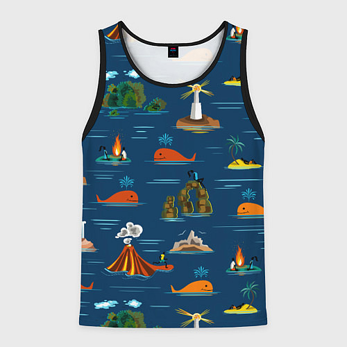 Мужская майка без рукавов ОСТРОВА / 3D-Черный – фото 1