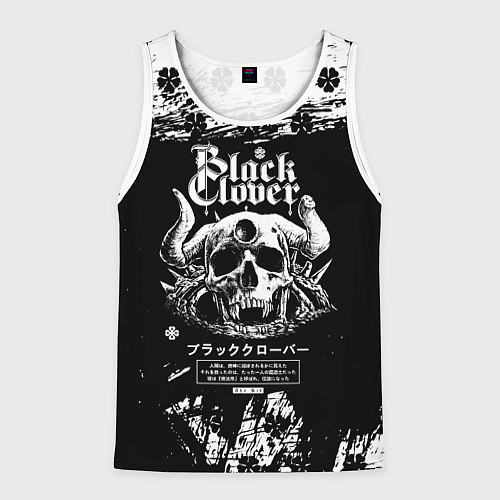 Мужская майка без рукавов Чёрный клевер череп демона / 3D-Белый – фото 1