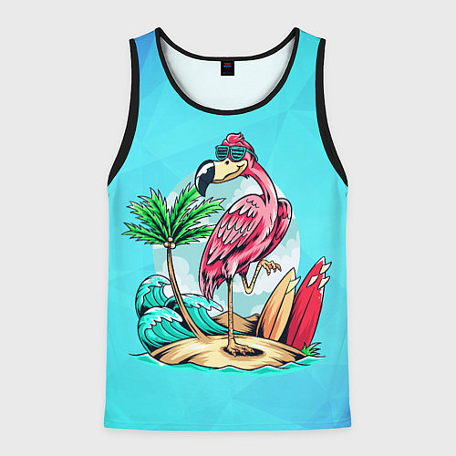 Мужская майка без рукавов Розовый фламинго / 3D-Черный – фото 1