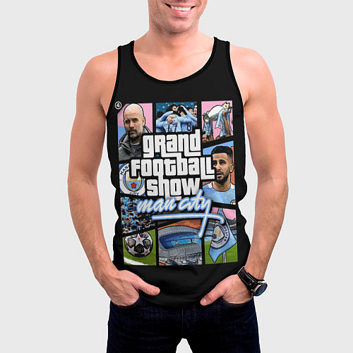 Мужская майка без рукавов Мансити в стиле гта манчестер / 3D-Черный – фото 3