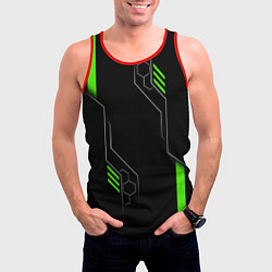 Майка-безрукавка мужская ФУТУРИСТИЧНАЯ БРОНЯ ЗЕЛЕНАЯ, цвет: 3D-красный — фото 2