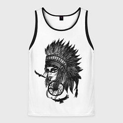 Майка-безрукавка мужская Вождь индейцев, цвет: 3D-черный