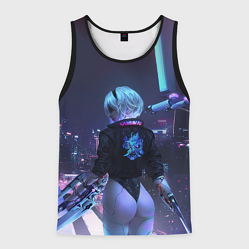 Мужская майка без рукавов Nier X Cyberpunk / 3D-Черный – фото 1