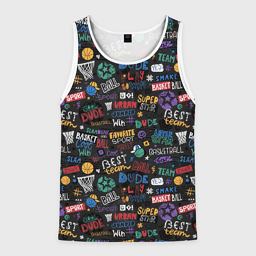 Мужская майка без рукавов Баскетбол / 3D-Белый – фото 1