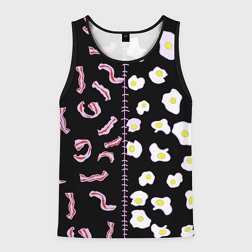 Мужская майка без рукавов Яичница с беконом / 3D-Черный – фото 1