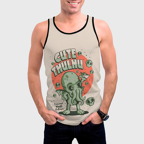 Мужская майка без рукавов Милый Ктулху / 3D-Черный – фото 3