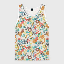 Майка-безрукавка мужская Разный Спорт, цвет: 3D-белый