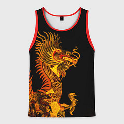 Мужская майка без рукавов Золотой китайский дракон