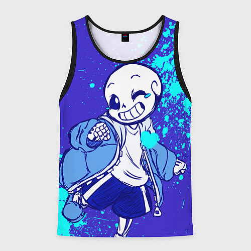 Мужская майка без рукавов UNDERTALE SANS BLUE / 3D-Черный – фото 1