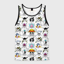 Майка-безрукавка мужская Веселые Роджеры пиратов Соломенной Шляпы, цвет: 3D-черный