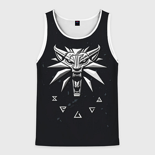 Мужская майка без рукавов THE WITCHER СЕРЫЙ ЛОГОТИП / 3D-Белый – фото 1