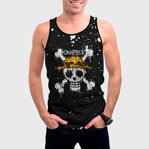 Мужская майка без рукавов Весылый Роджер One Piece / 3D-Черный – фото 3