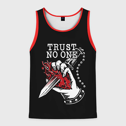 Мужская майка без рукавов TRUST NO ONE / 3D-Красный – фото 1