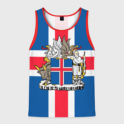 Майка-безрукавка мужская Флаг и Герб Исландии, цвет: 3D-красный