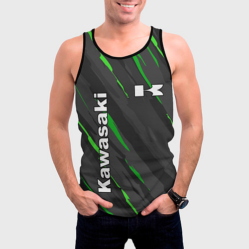 Мужская майка без рукавов KAWASAKI КАВАСАКИ SPORT / 3D-Черный – фото 3