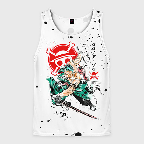 Мужская майка без рукавов Ророноа Зоро пират Соломенной Шляпы / 3D-Белый – фото 1
