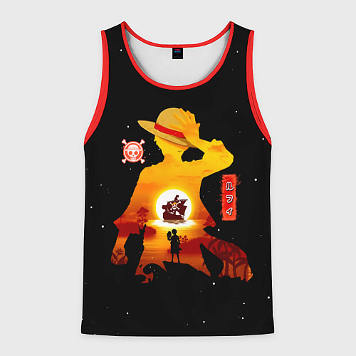 Мужская майка без рукавов Манки Д Луффи пираты Соломенной Шляпы / 3D-Красный – фото 1