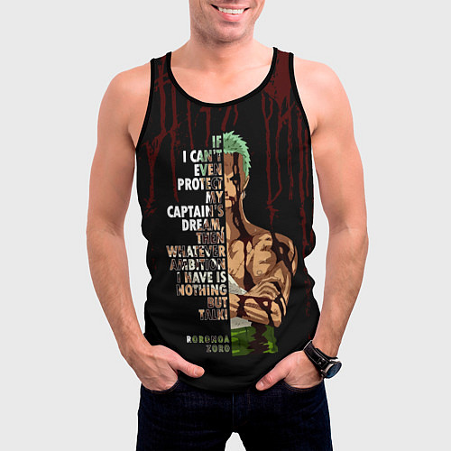 Мужская майка без рукавов Зоро окровавленный One Piece / 3D-Черный – фото 3