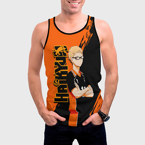 Мужская майка без рукавов Кей Цукишима Tsukishima Kei / 3D-Черный – фото 3