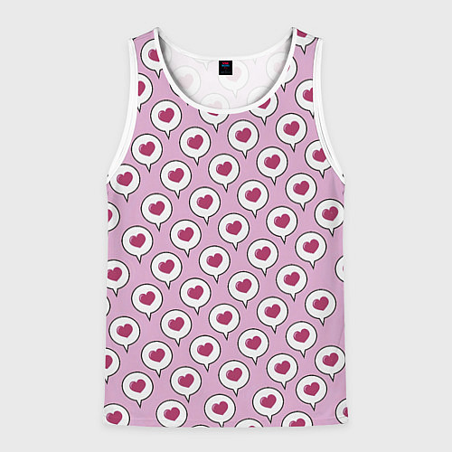 Мужская майка без рукавов Сердечки в облачках / 3D-Белый – фото 1