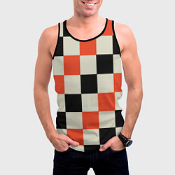 Майка-безрукавка мужская Образец шахматной доски, цвет: 3D-черный — фото 2