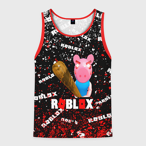 Мужская майка без рукавов Roblox piggyСвинка Пигги / 3D-Красный – фото 1
