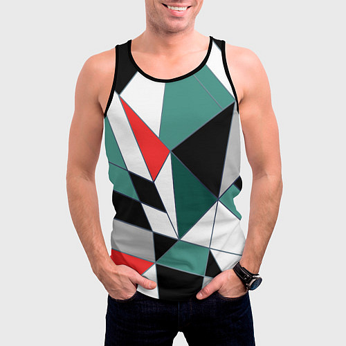 Мужская майка без рукавов Абстрактный геометрический / 3D-Черный – фото 3