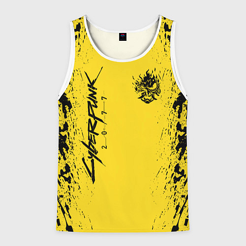 Мужская майка без рукавов CYBERPUNK 2077 КИБЕРПАНК 2077 / 3D-Белый – фото 1
