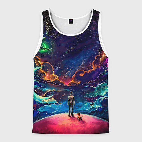 Мужская майка без рукавов Глубокий космос / 3D-Белый – фото 1