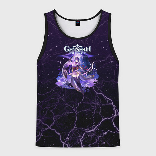 Мужская майка без рукавов Genshin Impact - Raiden Shogun / 3D-Черный – фото 1