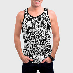 Майка-безрукавка мужская Graffiti white on black, цвет: 3D-черный — фото 2