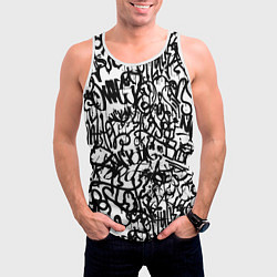 Майка-безрукавка мужская Graffiti black on white, цвет: 3D-белый — фото 2