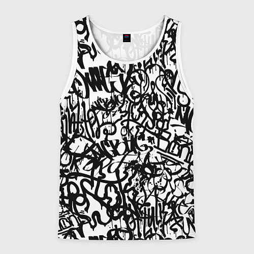 Мужская майка без рукавов Graffiti black on white / 3D-Белый – фото 1