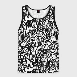 Майка-безрукавка мужская Graffiti black on white, цвет: 3D-черный