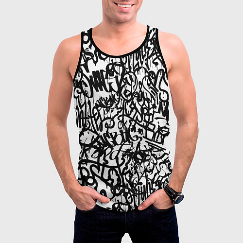 Мужская майка без рукавов Graffiti black on white / 3D-Черный – фото 3