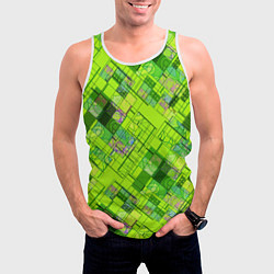 Майка-безрукавка мужская Ярко-зеленый абстрактный узор, цвет: 3D-белый — фото 2
