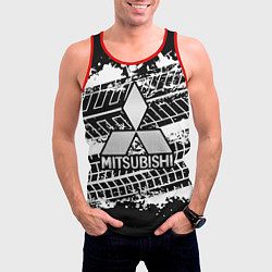 Майка-безрукавка мужская MITSUBISHI СЛЕДЫ ШИН, цвет: 3D-красный — фото 2