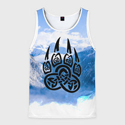 Майка-безрукавка мужская Печать Велеса Волчья лапа, цвет: 3D-белый