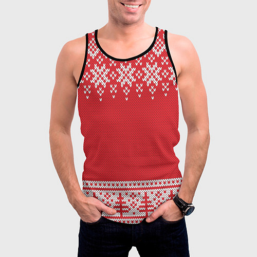 Мужская майка без рукавов Зимний лес / 3D-Черный – фото 3