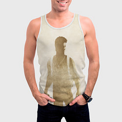 Майка-безрукавка мужская Силуэт Нейта Дрейка Uncharted, цвет: 3D-белый — фото 2
