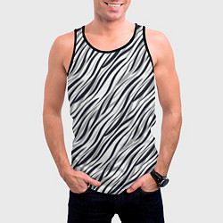 Майка-безрукавка мужская Черно-белый полосатый тигровый, цвет: 3D-черный — фото 2