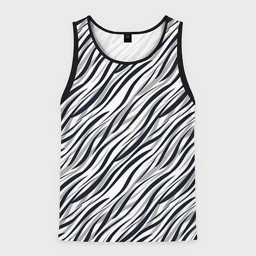 Мужская майка без рукавов Черно-белый полосатый тигровый / 3D-Черный – фото 1