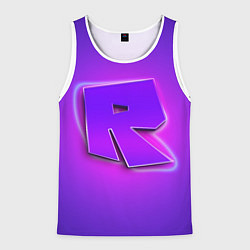 Майка-безрукавка мужская ROBLOX NEON LOGO РОБЛОКС, цвет: 3D-белый