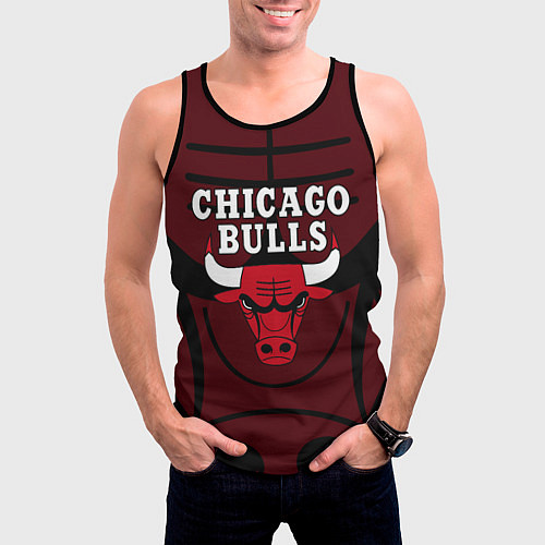 Мужская майка без рукавов CHICAGO BULLS ЧИКАГО БУЛЛС НА ФОНЕ / 3D-Черный – фото 3