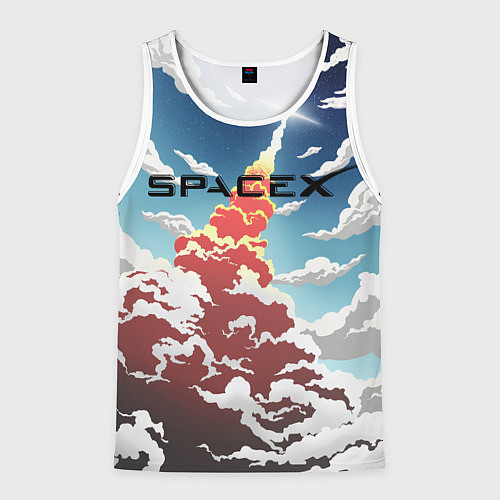 Мужская майка без рукавов Ракета SpaceX / 3D-Белый – фото 1