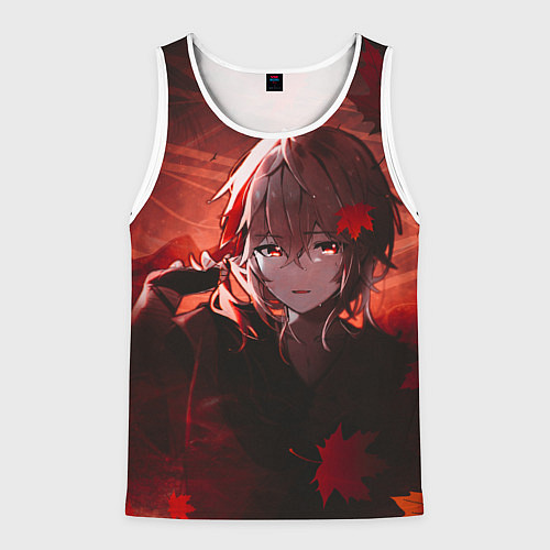 Мужская майка без рукавов Кадзуха в кленовых листьях / 3D-Белый – фото 1